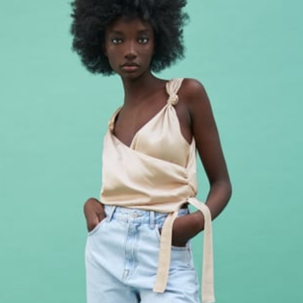 Zara Satin Effect Wrap Top